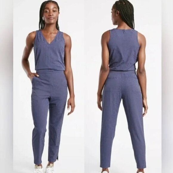ATHLETA Brooklyn Textured Jumpsuit Medieval Violet Plus Size 24 #981034 MSRP$129 - Picture 6 of 14